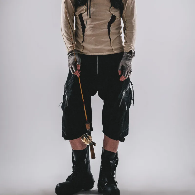 HKSH Summer New Men's Tide Dark Punk Functional Three-Dimensional Pocket Patchwork Shorts Vibe Y2K Fashion Cropped Pants HK26125