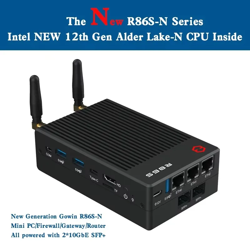 Gowin R86S-N100A Router firewall Mini PC tutto in uno con IntelN100/N305 16 GB 32 GB Ram 2 * 10G SFP + 3 * 2,5 GbE Apparecchio Pfsense