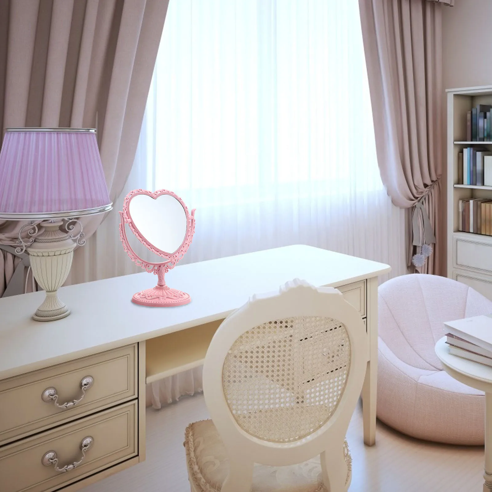 

2Pcs Dual-Sided Cosmetics Mirror Vintage Desktop Makeup Mirror Lightweight Durable Portable Makeup Tool for Women Home Use