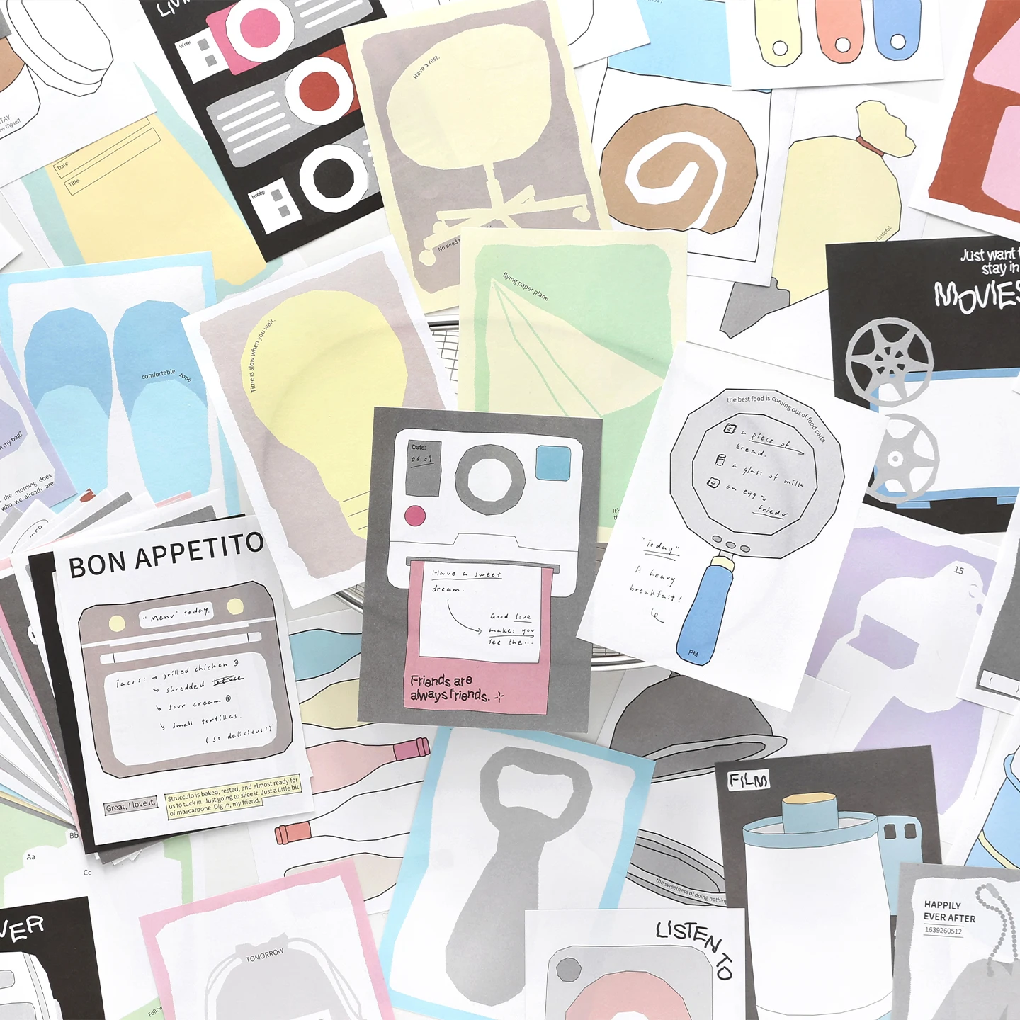 40sheets Daily Record Series Ins Style Lifestyle Small Items Pattern Message Notes Material Paper DIY Scrapbook Craft Paper