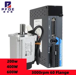 AC Servo Motor 200W 400W 600W with Drive Kit 3000rpm 60 Flange driver RS485 + 17-bit magnetic encoder + 3m encoder cable CNC