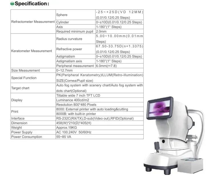 Professional Ophthalmic Manual Auto Refractometer With Keratometer Autorefractor For Sale