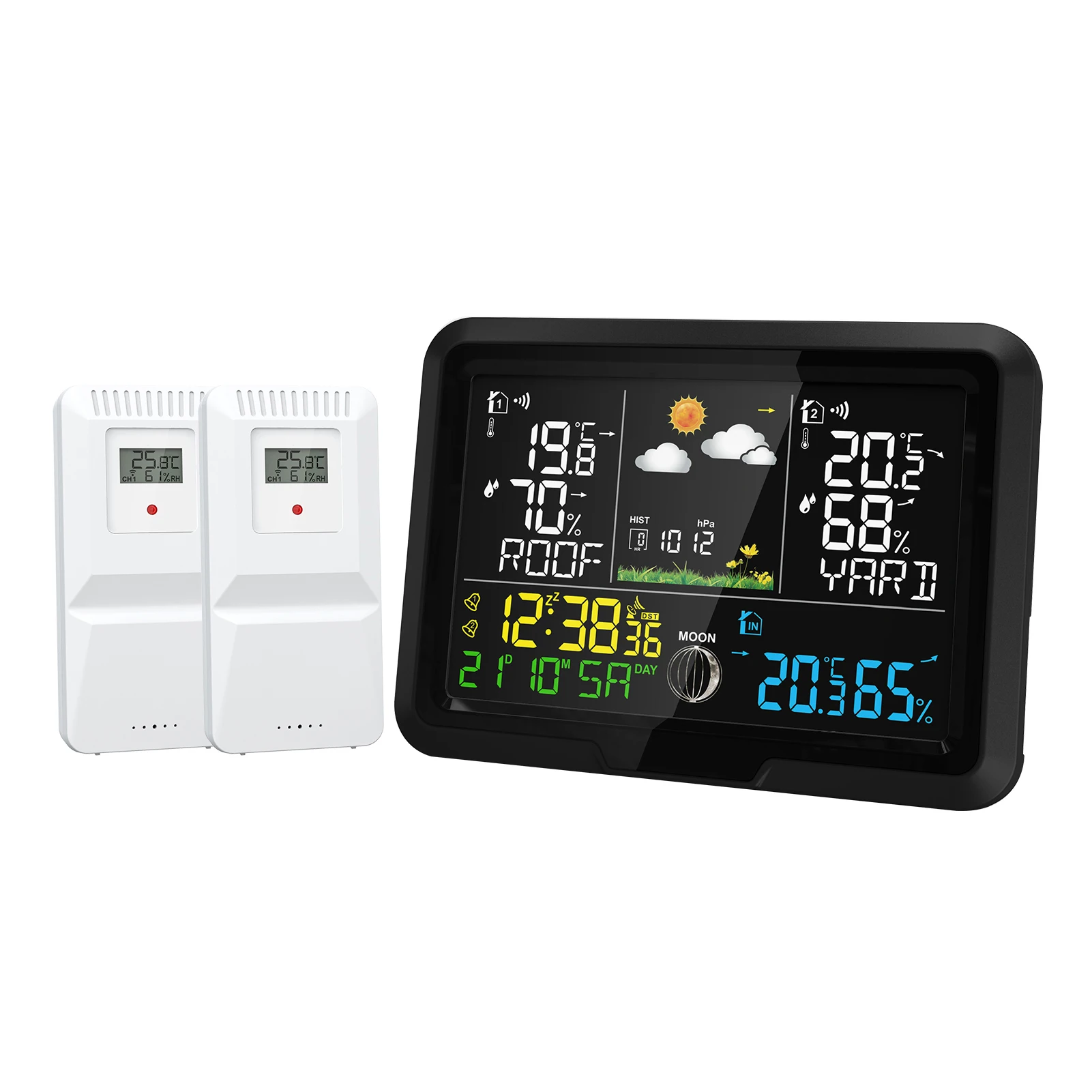 محطة الطقس ميزان الحرارة الرقمي مع جهاز استشعار HD VA عرض محطات الطقس المنزلية مقياس دقيق لدرجة الحرارة والرطوبة