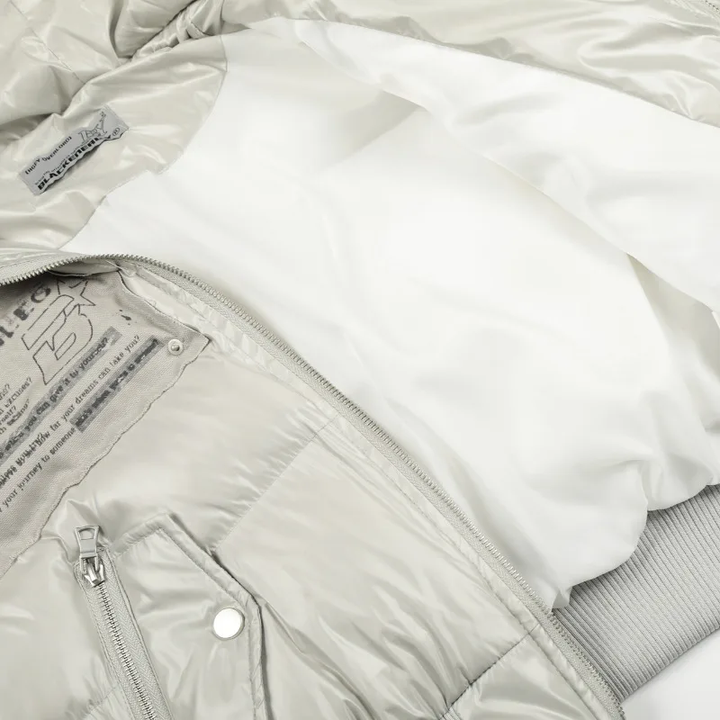 MWJLPWQ معطف الخبز الأمريكي العصري الذكور الفراء طوق تقسم التصحيح تصميم معدني ملابس علوية من القطن عادية نمط الشارع 2025 شتاء 21730 #6