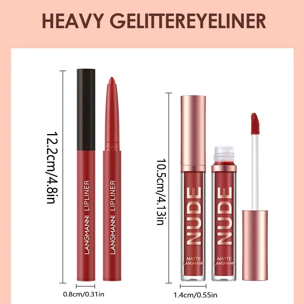 Set di matite per labbra colorate a lunga durata opache a 2 colori, matite per labbra girevoli con tazza antiaderente antisudore impermeabile