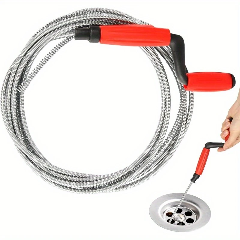 

Manual Crank Water Drainage Auger With 5m Flexible Metal Cable For Kitchen And Bathroom Sink Toilet Shower Pipe Unblocker