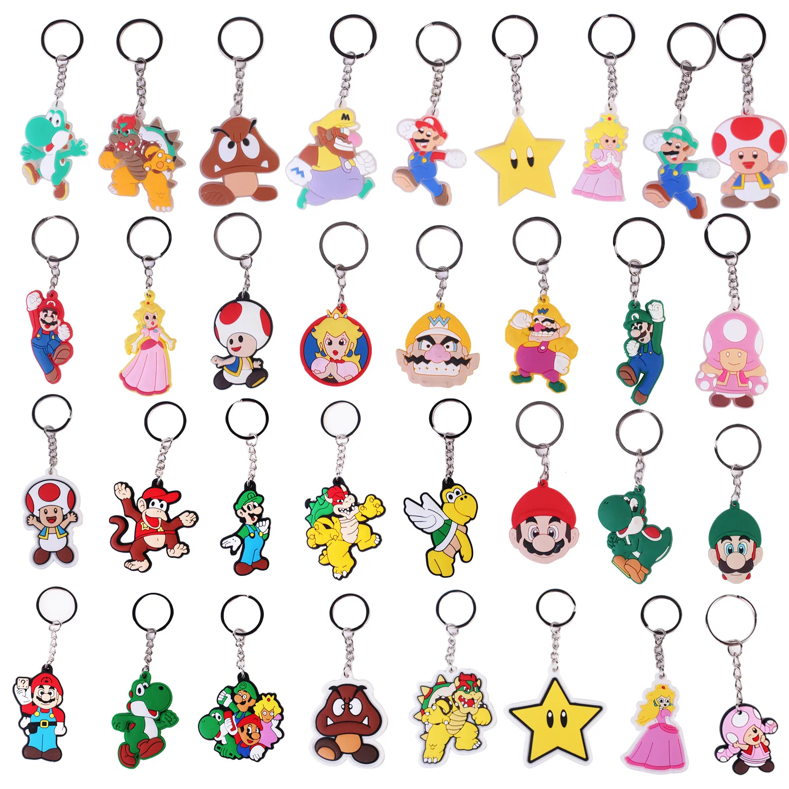 

New 41 Styles Super Mario PVC Keychain Cartoon Anime Figure Schoolbag Car Key Bag Pendant Decoration Doll Kids Women X-mas Gifts