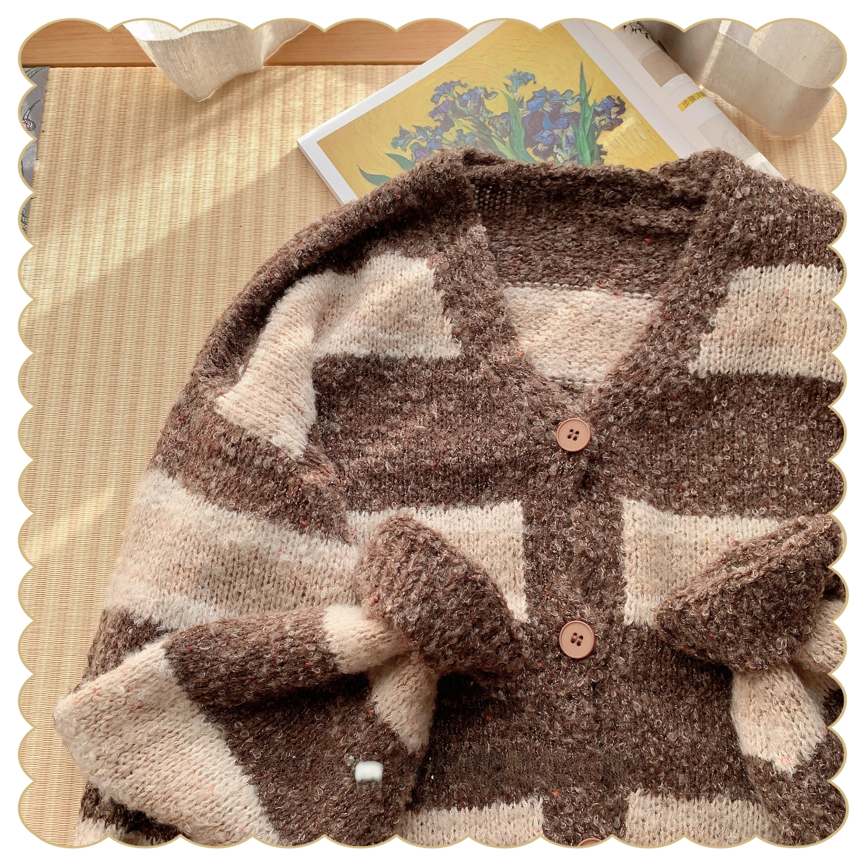 

Ele Simple Long Sve Knitted Sweater Soft Smooth Touch Texture Longitudinal Ribbing Pattern Open Cardigan Sweet Sle