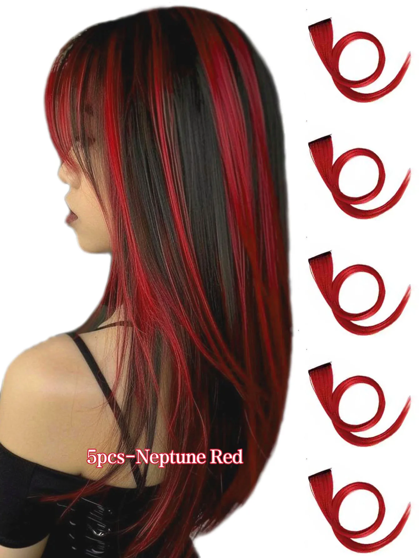 Synthetic 24 Inch Long Hair Clip-in Extensions Women's Fiber Highlighted Fake Hair Pieces Self-Installation 5pcs/Pack
