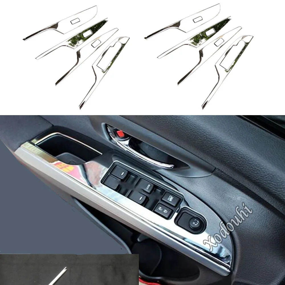 For Suzuki S-Cross Scross Sx4 2014 2015 2016 2017 Car ABS Chrome Door Window Glass Panel Armrest Lift Switch Button Trim Frame