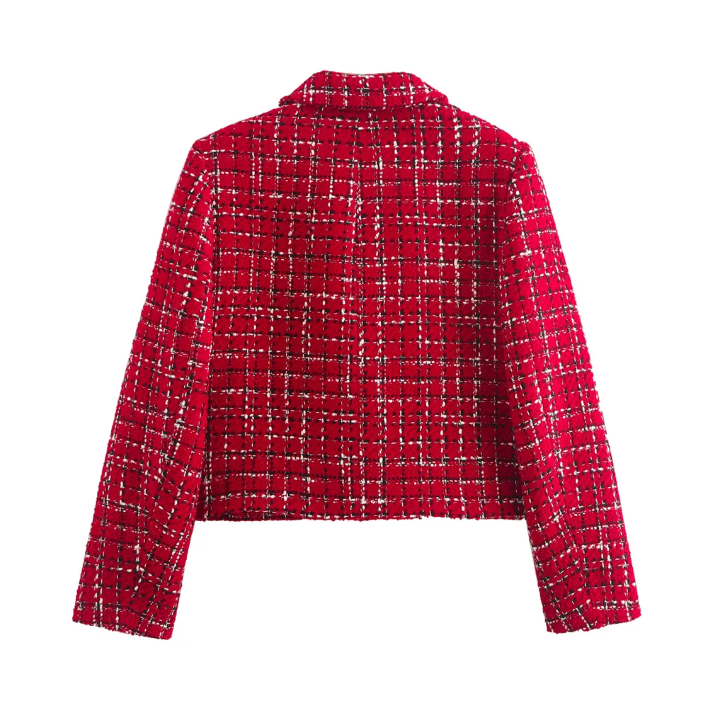 PB&ZA 2024 Autumn/Winter New Style Small Fragrant Wind Belt Shoulder Pads Texture Coarse Hemp Collar Suit Coat for Women