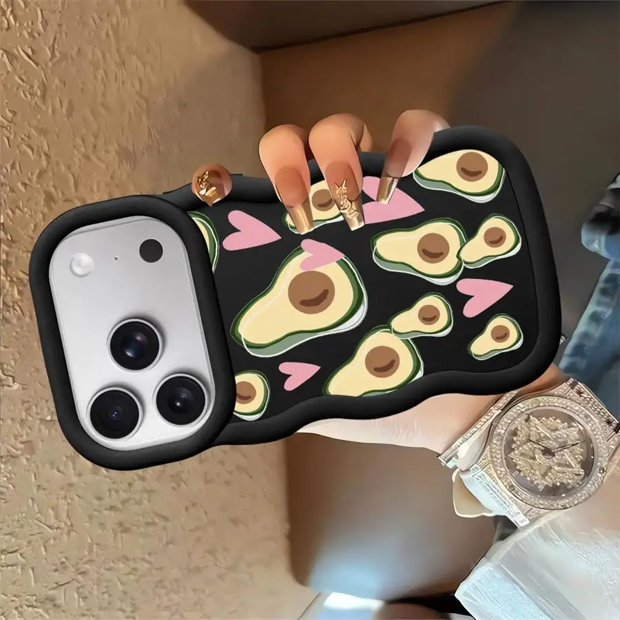 حافظة فواكه الأفوكادو لهاتف آيفون 8 14 11 XR 16 Pro Max 12 17 Air 15 Plus 13 غطاء هاتف ناعم