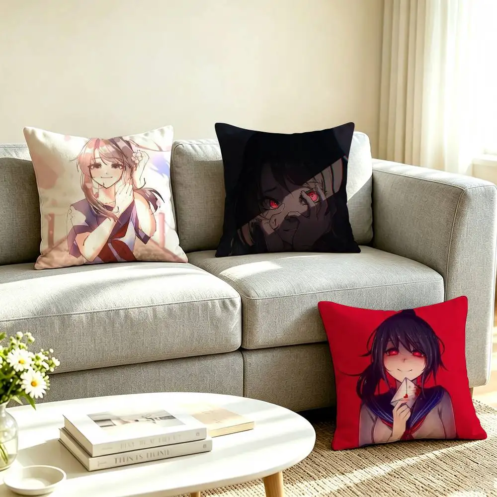 Y-Yandere Simulator Ayano Aishi Square Double-Sided printed Pillow Case Bedroom Bedside Pillow Sofa Cushion Cover