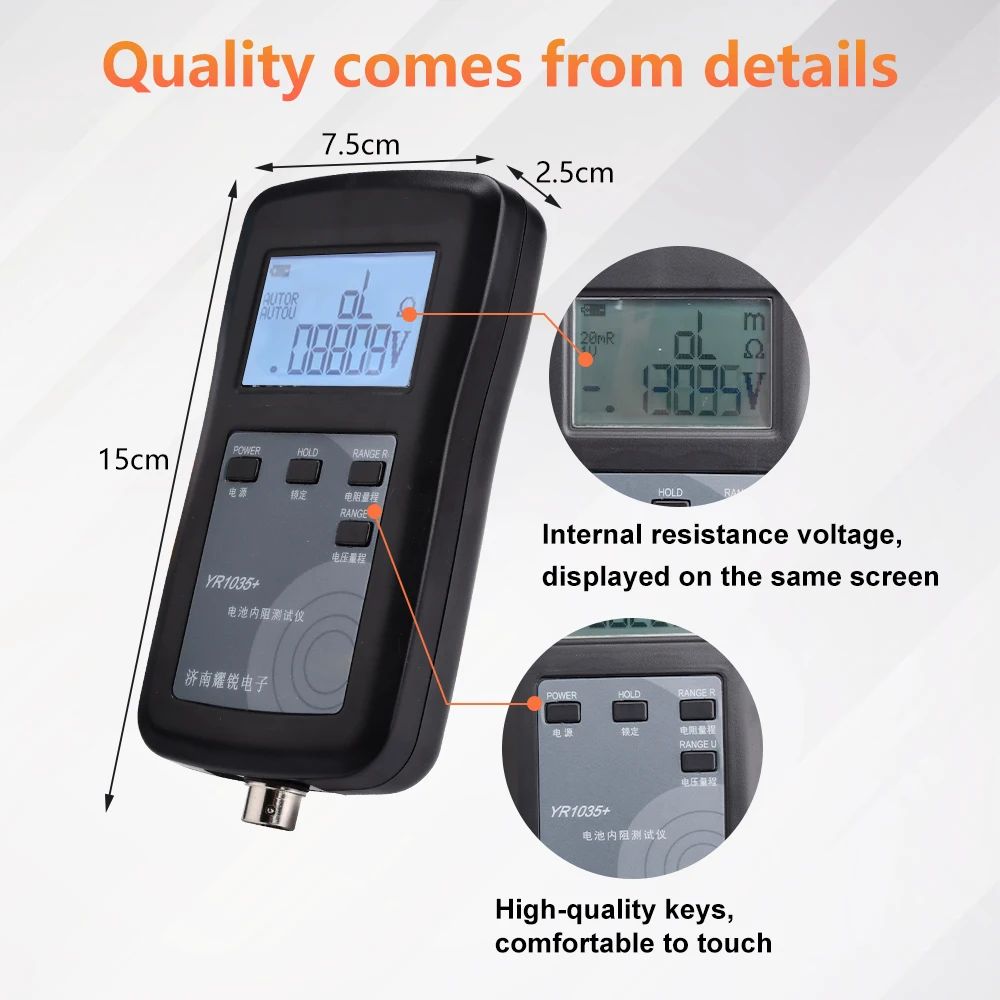 4-Wire YR1035+ High Precision Lithium Battery Internal Resistance Tester Ohm Meter 100V Battery Tester Electric Vehicle Group