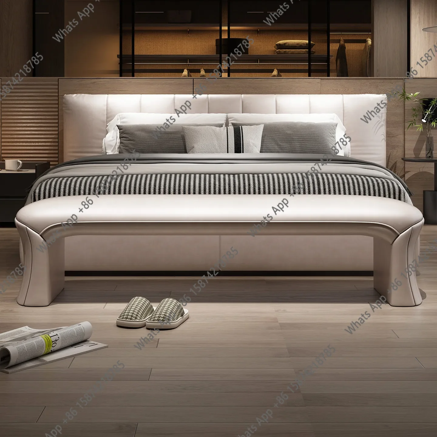 X46 Modern Simple Light Luxury Bench Home Living Room Sofa Stool Bedroom Bedside Designer Shoe Changing Bench