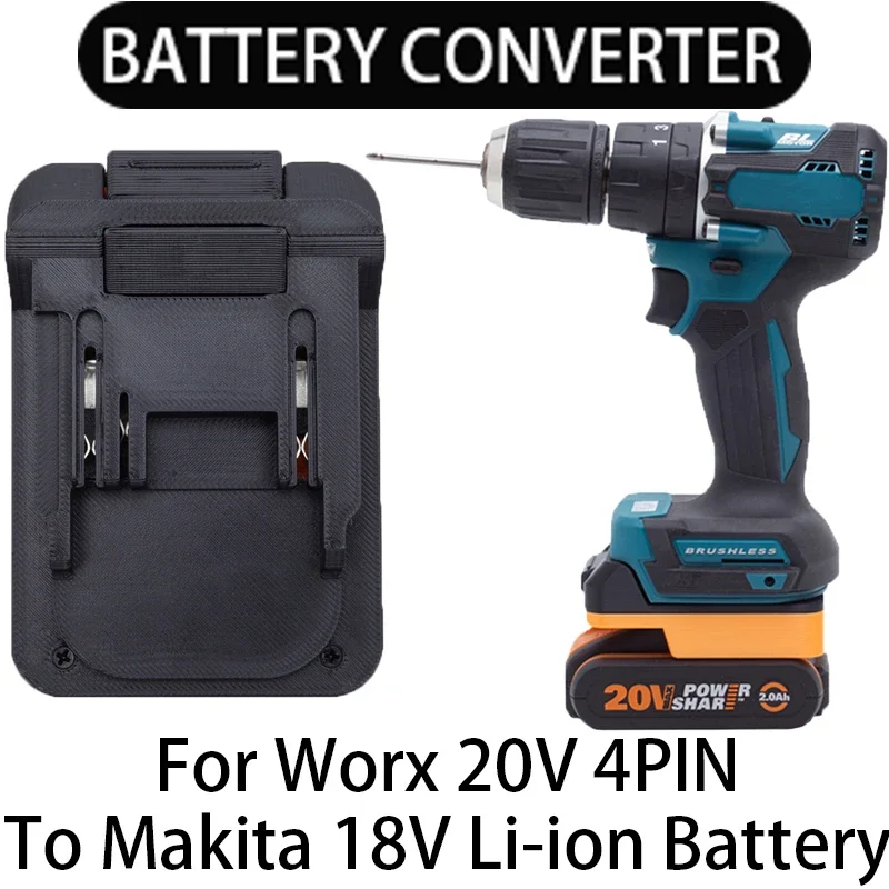 Adaptor/konverter baterai untuk Makita 18V, alat Li-ion ke Worx 20V 4PIN, aksesori alat listrik adaptor baterai Li-ion