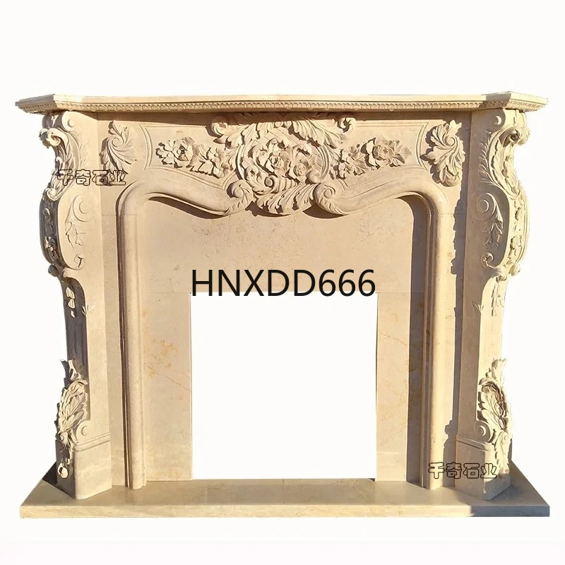 

Marble mantel natural stone fireplace European stone carving decorative cabinet simple