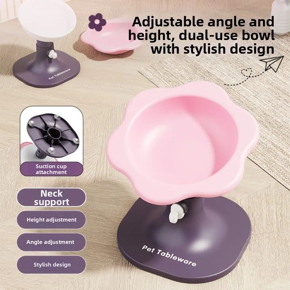 

Creative Pet High Footed Bowl Adjustable Height Angle Non-Slip Cat Food Water Bowl Anti-flip Protect Cervical Spine