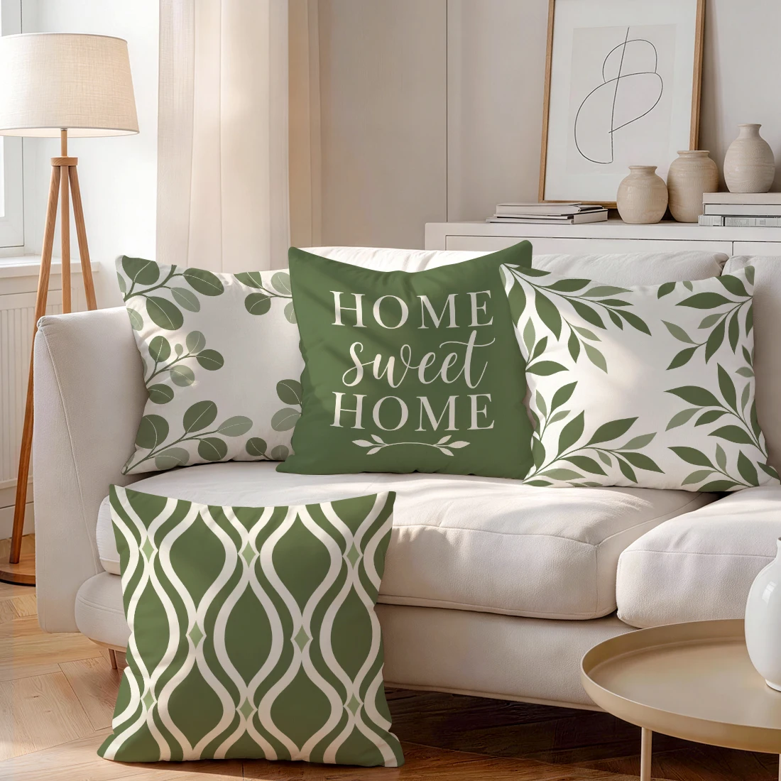 1/4pcs Fresh Eucalyptus Leaves Cushions Pillowcase Polyester Cushion Cover Throw Pillow Pillowcover Home Car Sofa Decor