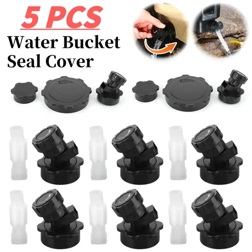 Cubierta de sellado de cubo de agua portátil con grifo, cubierta de cubo de agua para acampar, tapa de contenedor de almacenamiento de agua para acampar y senderismo, 1-5 piezas
