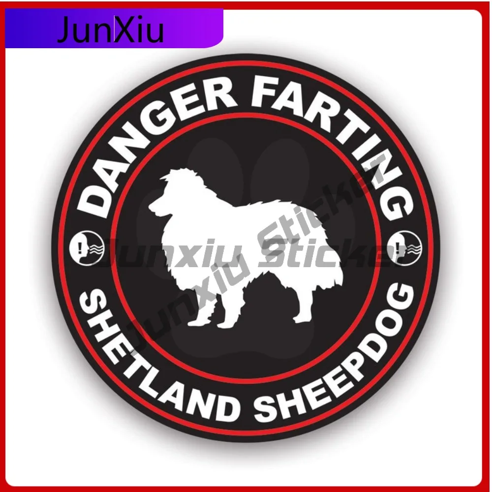 

Danger Farting Shetland Sheepdog Sticker Waterproof Cool Laptop Waterproof Vinyl Decal For Laptops Fun Sticker High Quality