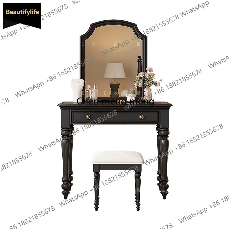 

B567 Vintage European Dressing Table Bedroom Mirror Makeup Cosmetics Vanity Table Storage Chair Cabinet Penteadeira Trendy Furni