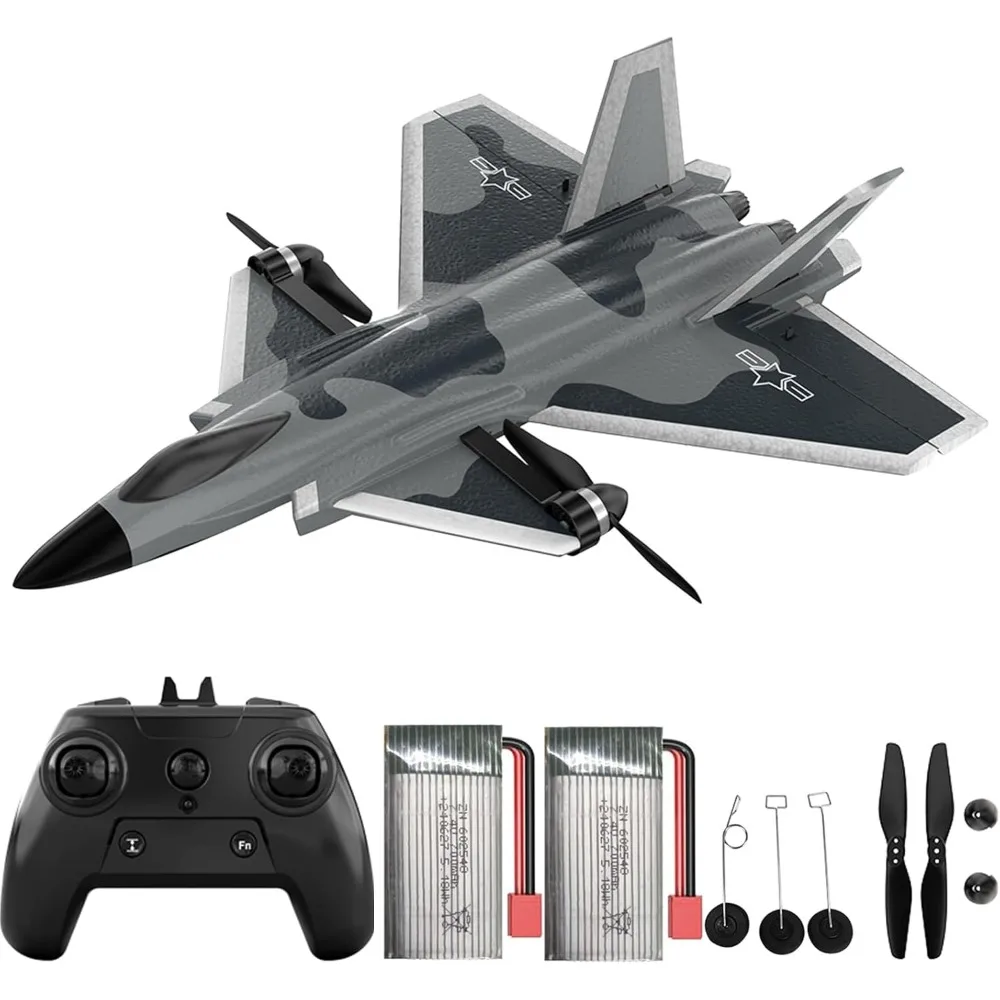 Avião RC intermediário para adultos e jovens com motor sem escova, estabilizador giroscópio e capacidades de voo verticais, controle remoto de 6 canais