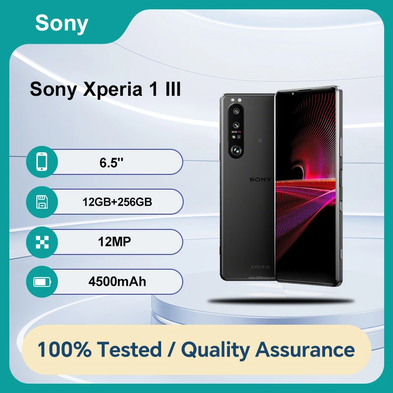 بصمة أصابع Sony Xperia 1 III 5G NFC أصلية غير مقفلة 256 جيجابايت 12 جيجابايت رام 6.5 بوصة 12 ميجابكسل أندرويد 11 4500 مللي أمبير في الساعة