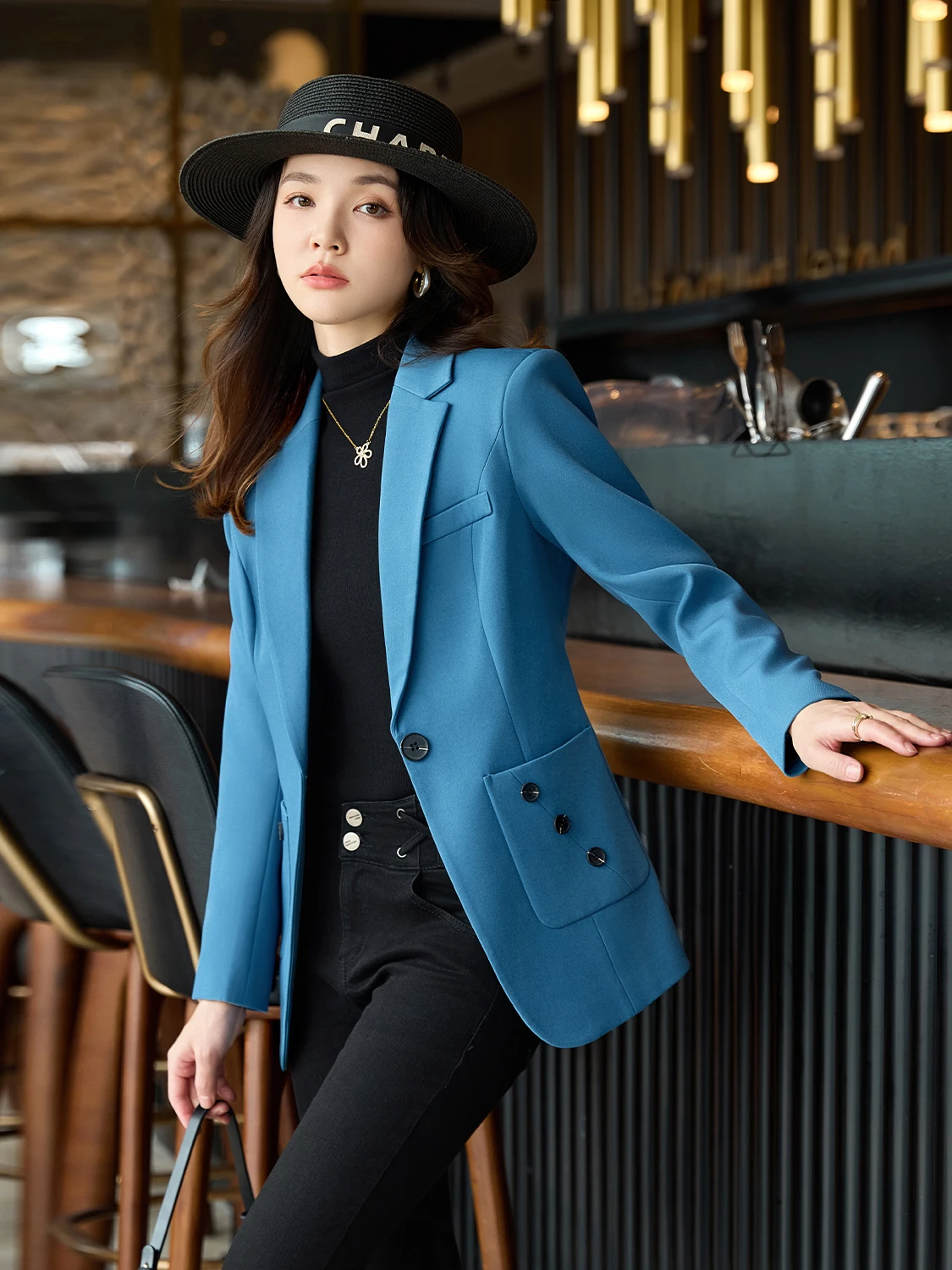 Professional Women's Slim Fit Long Sleeve Suit Jacket Autumn Commute Style Fashionable Elegant Simple Design Polyester Fiber