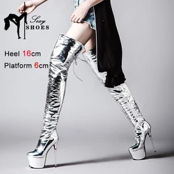 2023 Winter Sexy Over The Knee Boots Women Platform High Heels 16CM Nightclub Woman Shoes Size 43 Pole Dancing Thigh High Boots