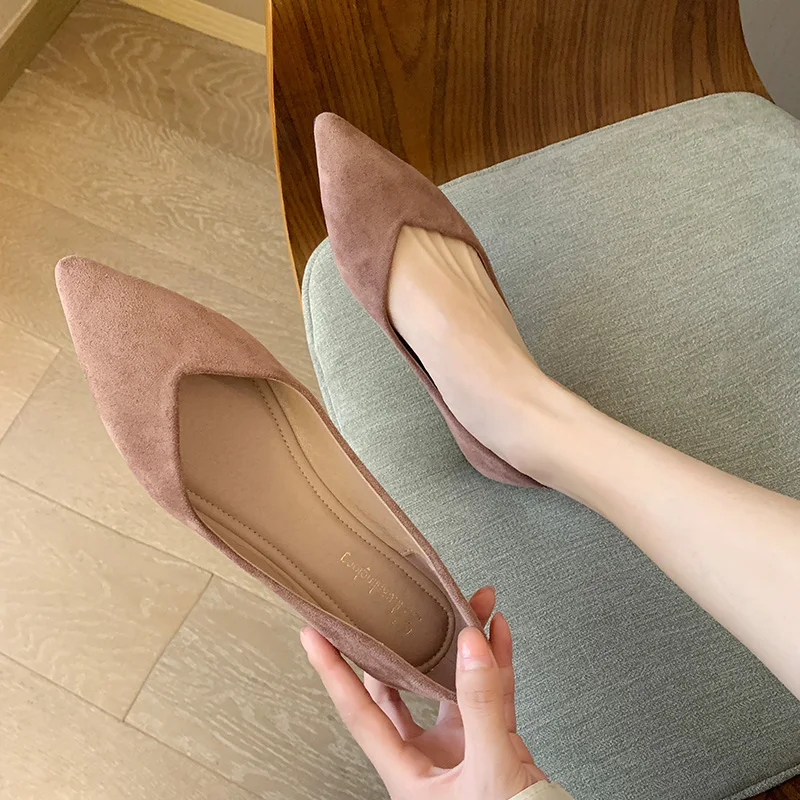 Pointed Toe Women Flats Solid Color Simple Basic Style All Match Summer Spring Shoes Slip on Shallow Mouth Size 31 32 33 44 45