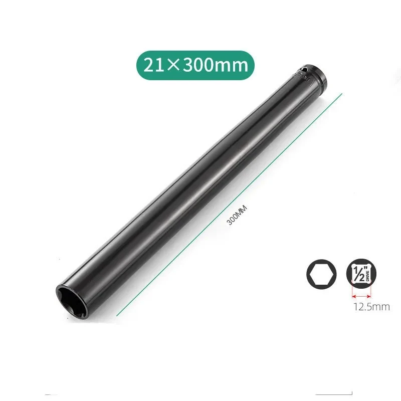 Imagem -03 - Cabeça de Soquete Hex Profunda Super Longa Chave de Impacto Adaptador Drive Especial 18 mm 19 mm 21 mm 22 mm 24 mm 27 mm 300 mm 2