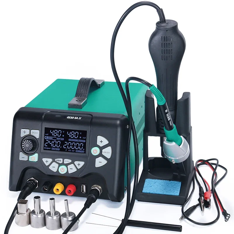 

853D Intelligent Hot Air Gun Desoldering Station Power Supply Three-in-one 30V 5A Constant Temperature Electric Soldering Iron