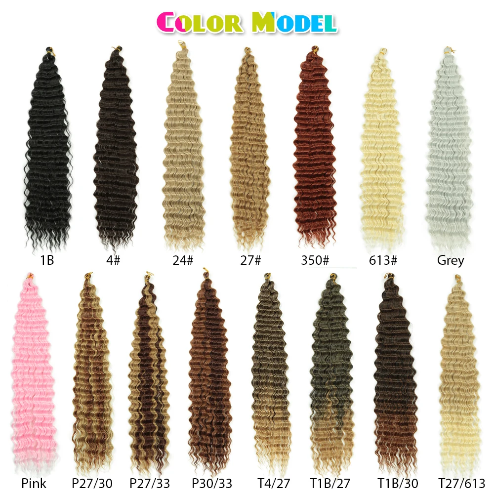 Ocean Wave Crochet Hair Extensions, Tresses synthétiques bouclées au crochet, Deep Twist, Soft, Bohemian Water Wave Braid, 30 po