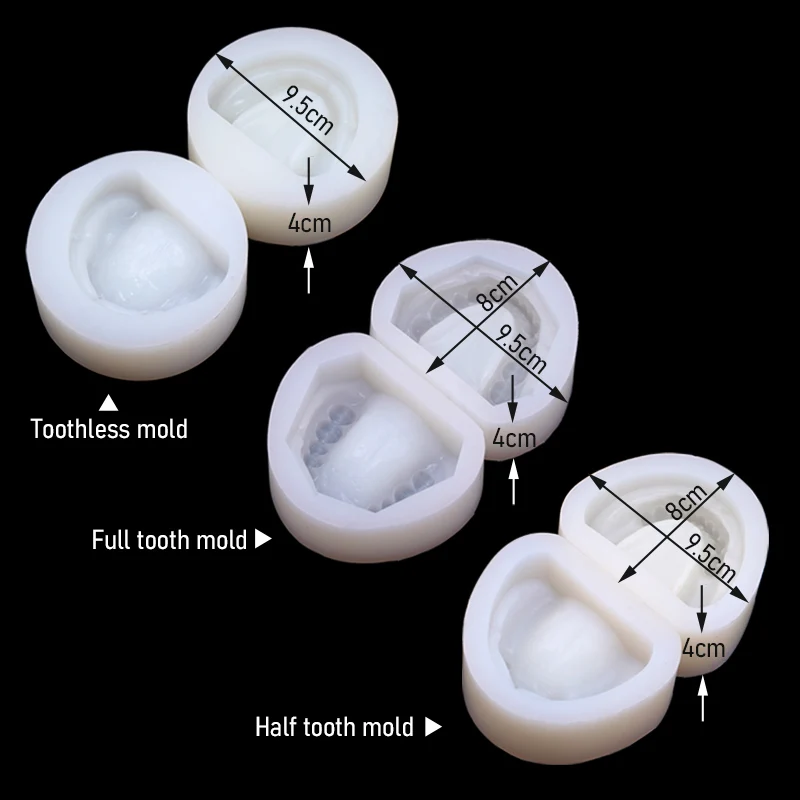 2 szt. Silikonowa Model gipsowy dentystyczna kompletna blokada szczęk pełne zęby do połowy zębów