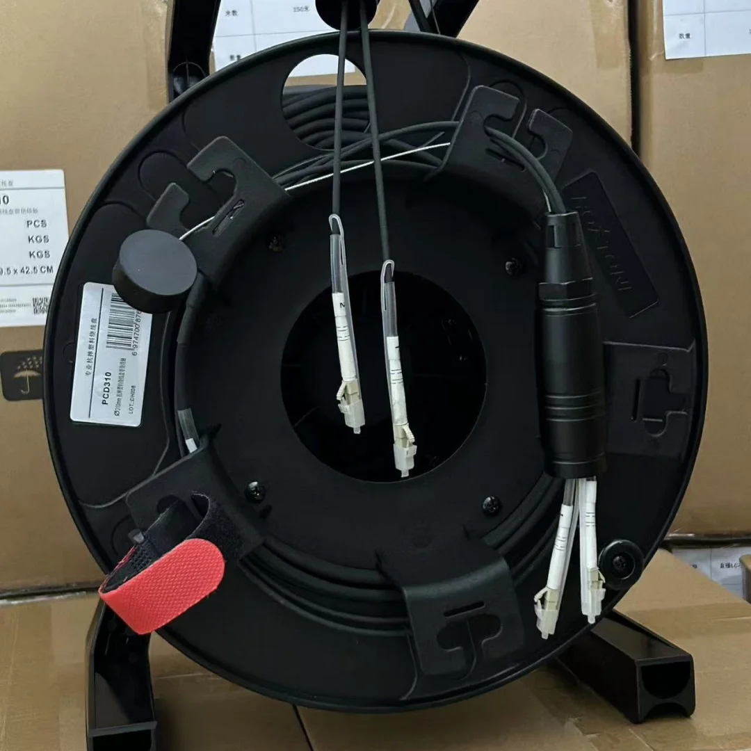 装甲光ファイバーパッチコード 2芯 OM3 TPU 250m 300m 400m PCD380ドラム 2C SC LC FC ST マルチモード光ファイバージャンパー 屋外用 2芯