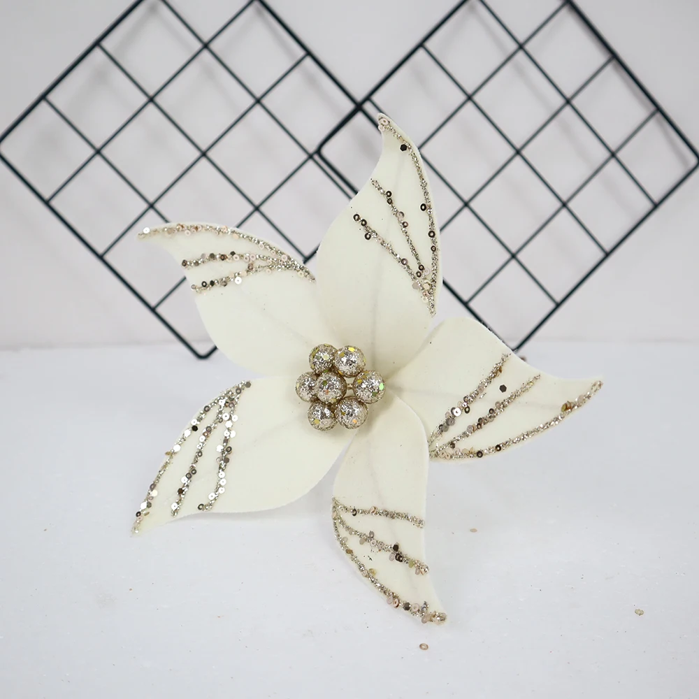 25cm High-quality Velvet Christmas Decorative Simulation Flowers Festive Party Supplies Aesthetic Room Decor Artificial Flowers