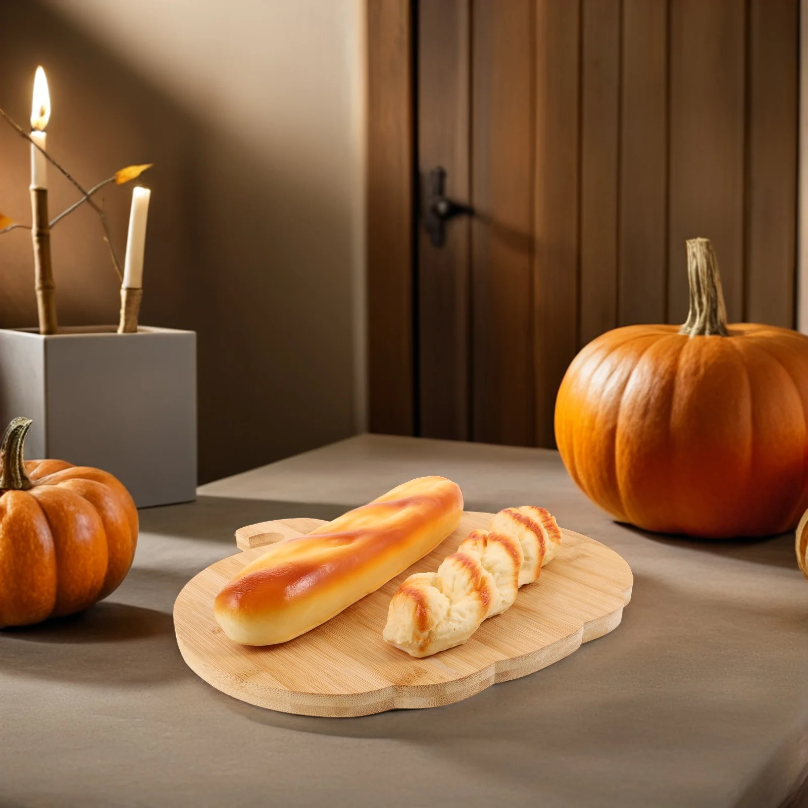 

Halloween Pumpkin Bamboo Cutting Board Smooth Surface for Kitchen Cheese Meat Fruit Charcuterie Serving Tray