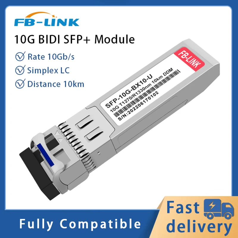 

10G BIDI 10KM 20KM 40KM 60KM 80KM SFP+ Single LC Fiber Optic Transceiver Module 1270nm/1330nm 1490nm/1550nm DOM 10g bidi module