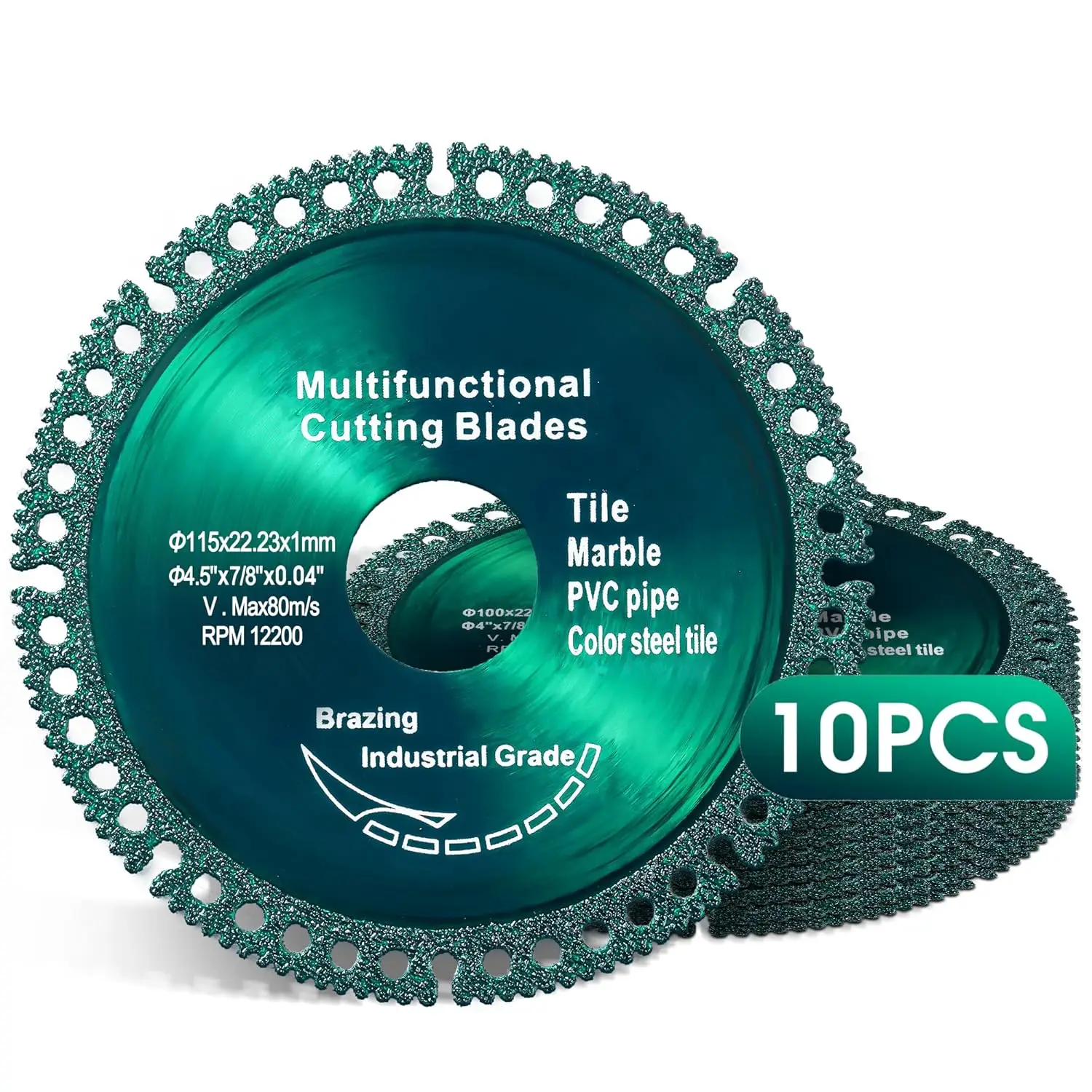 

10 Pack 4.5 Inch Durable Cutting Discs for Angle Grinder, Fast Smooth Cuts on Metal and Stone