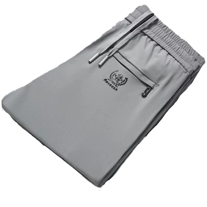 Fashion Solid Color Zipper Pockets Letter Casual Pants Men's Clothing 2024 Summer New Loose Elastic High Waist Cropped Pants