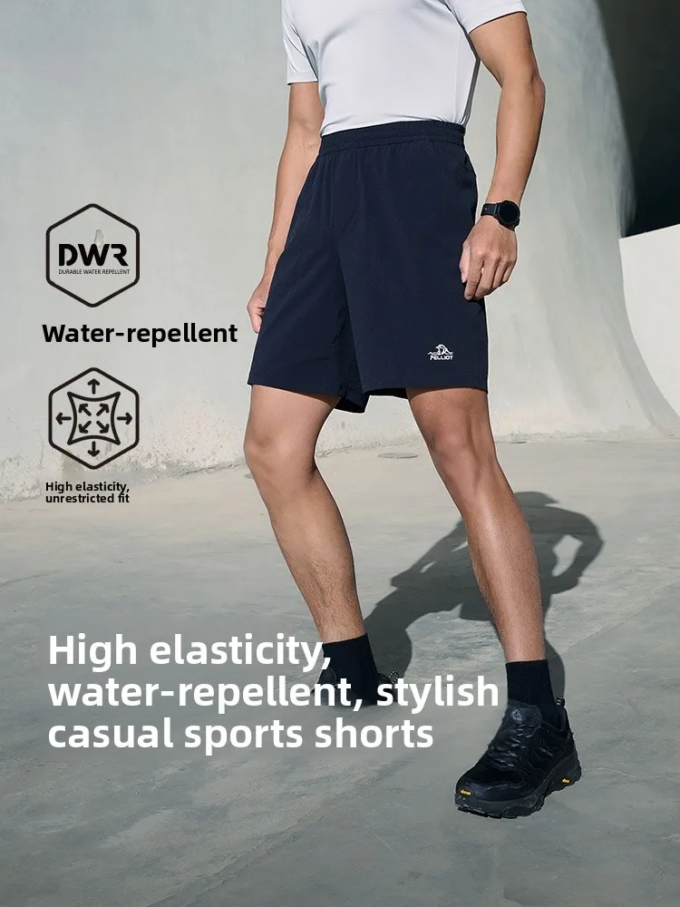 Pelliot Men's Outdoor Quick Dry Fitness Shorts Elastic Wear-Resistant Breathable Water-Resistant Casual Five-Quarter Length