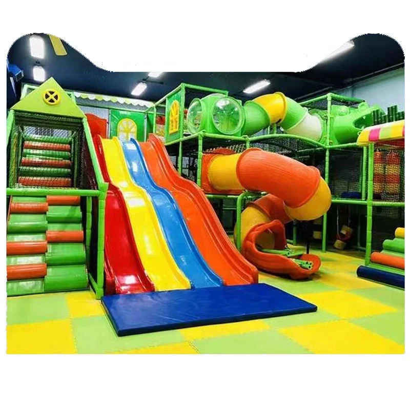 Funny kids indoor play structures indoor playground equipment and trampoline park outdoor slides for kids