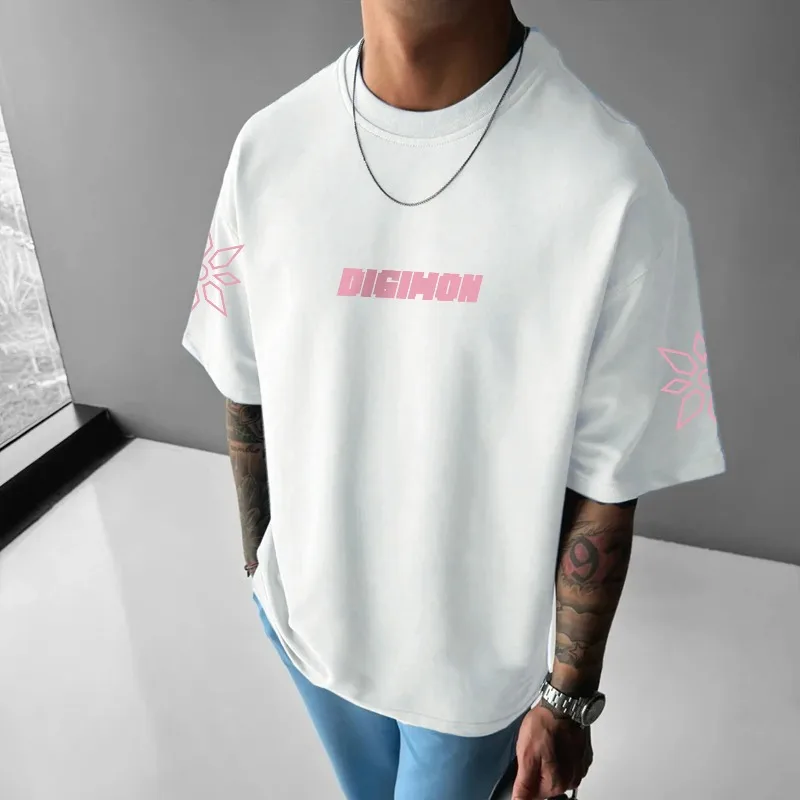 ديجمون مغامرة قميص الانمي 2025 الصيف الرجال والنساء جديد Tailmon مطبوعة Y2K فضفاض عادية Harajuku قصيرة الأكمام #2