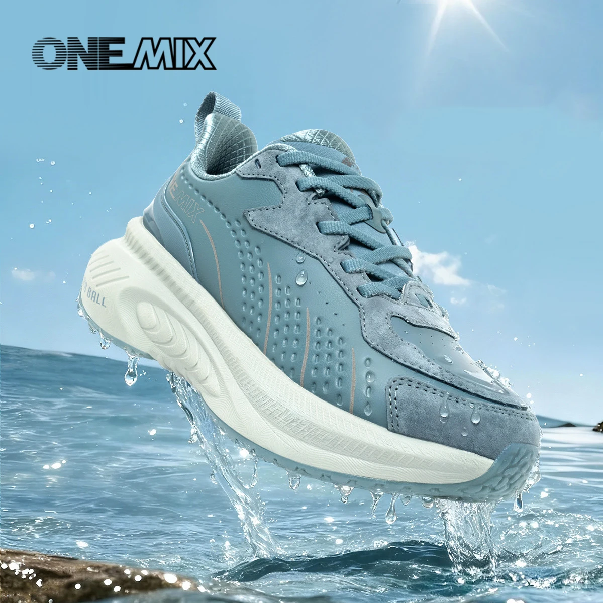 ONEMIX Leather Cold Water-Repellent Upper Men Running Shoes Autumn and Winter Lightweight Comfortable Shock-absorbing Sneakers