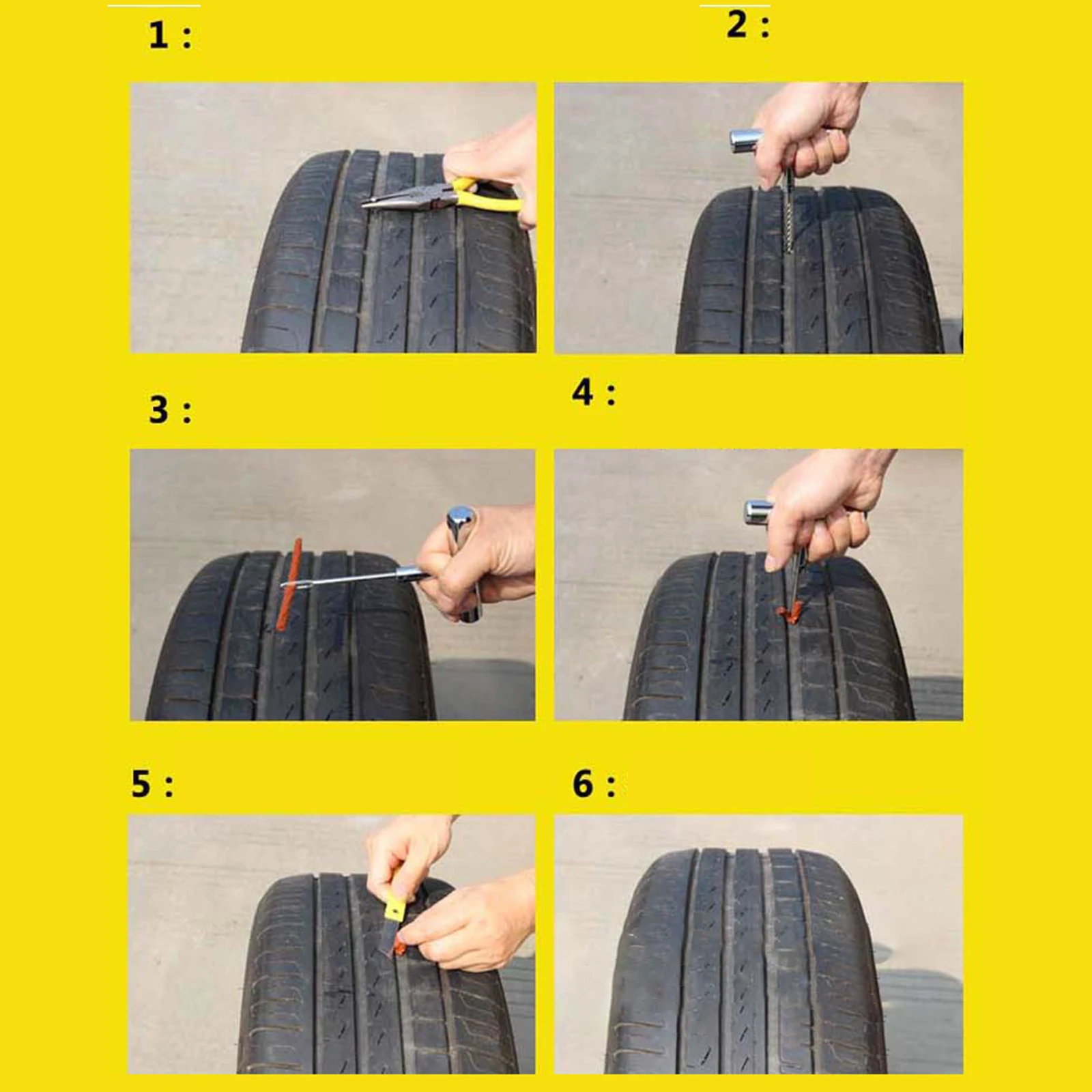 Vehicle Car Tire Emergency Tool Auto Tire Repair Set for Bike Truck ATV Professional Car Tire Puncture Repair Kits ATV 17x23cm