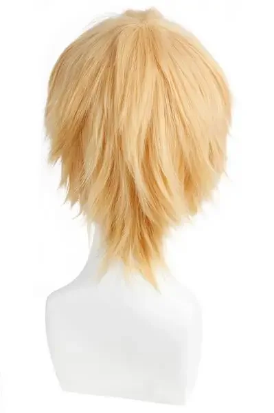 32cm Unisex Natural Cosplay Wigs Yellow Short Full Synthetic Hair