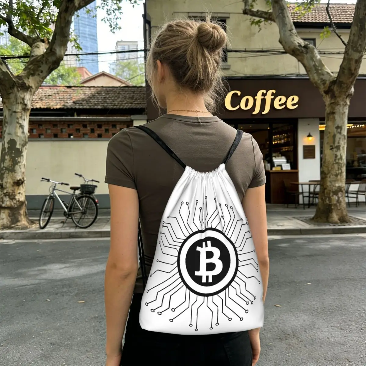 Bitcoin BTC Crypto Currency Backpacks Multi-function Drawstring Bags Sports Bag Book Bags for Man Woman Students