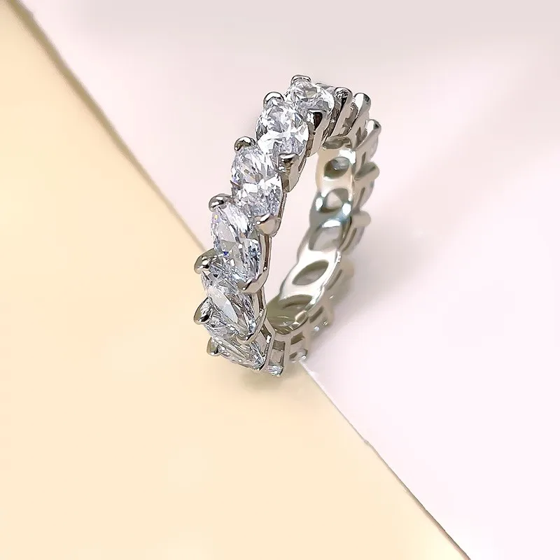 الأزياء والمجوهرات S925 الفضة الاسترليني عين الحصان خاتم الماس للنساء، الأوروبية والأمريكية Instagram خاتم الماس الكامل