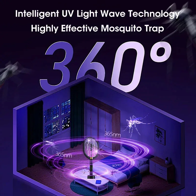 2024 Upgraded 3000V Electric Mosquito Racket With Purple Killer Lamp TYPE-C Rechargeable Bug Zappers Fly Swatter